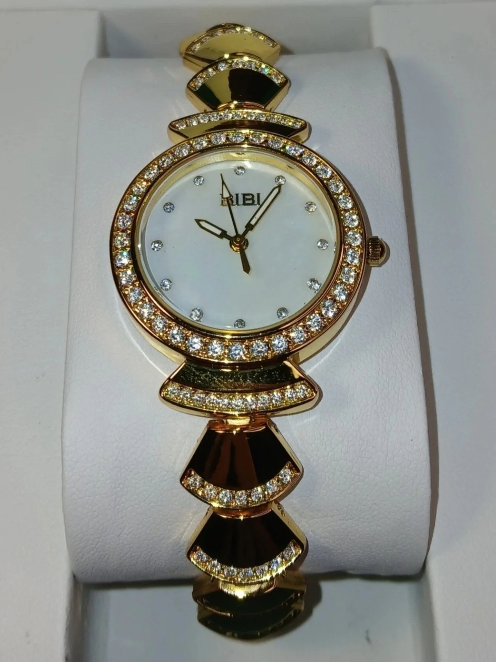BIBI Women's Gold Tone Crystal Rhinestone Bracelet Quartz Watch NIB w/ Box